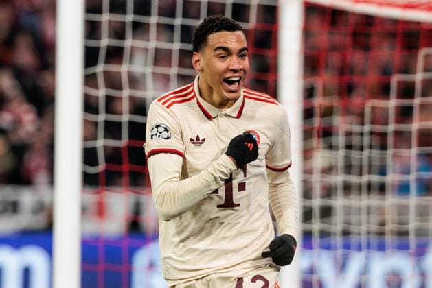 UEFA Champions League, FC Bayern Munich Bayer 04 Leverkusen 05 03 2025 Jamal Musiala FC Bayern Munich, 42 UEFA Champions League round of 16 first leg, FC Bayern Munich Bayer 04 Leverkusen Munich, Allianz Arena on 05 03 2025 Copyright: xBEAUTIFULxSPORTS Wunderlx