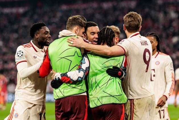 UEFA Champions League, FC Bayern Munich Bayer 04 Leverkusen 05 03 2025 Jamal Musiala FC Bayern Munich, 42 UEFA Champions League round of 16 first leg, FC Bayern Munich Bayer 04 Leverkusen Munich, Allianz Arena on 05 03 2025 Copyright: xBEAUTIFULxSPORTS Wunderlx