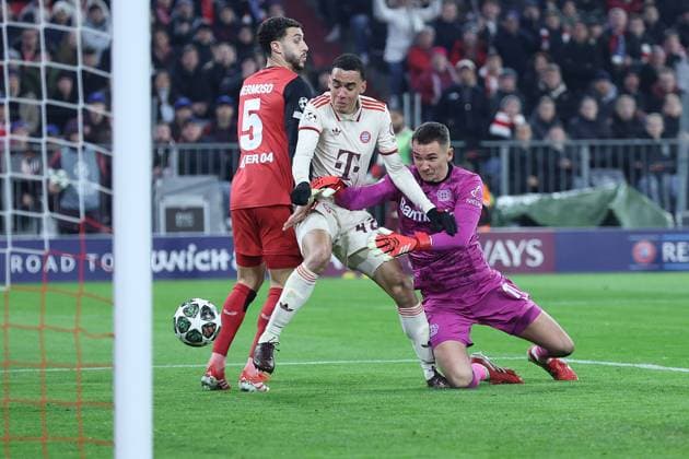 Soccer UEFA Champions League Round of 16 FC Bayern Munich Bayer 04 Leverkusen on 05 03 2025 at Allianz Arena in Munich Goal for 2 0 by Jamal Musiala Munich xMSx