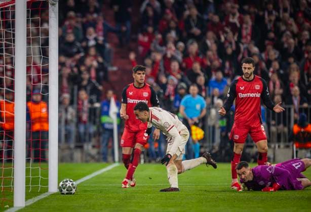 Munich, Germany 05th Mar 2025 Jamal Musiala FCB scores the goal to make it 2 0 against Matej Kovar LEV Mario Hermoso LEV FC Bayern München Bayer Leverkusen 05 03 2025