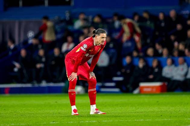 Paris Saint-Germain v Liverpool Champions League 05 03 2025. Darwin Nunez (9) of Liverpool during the Champions League match between Paris Saint-Germain and Liverpool at Parc des Princes, Paris, France on 5 March 2025. Editorial use only , Copyright: xNigelxKeenex PSI-21574-0043
