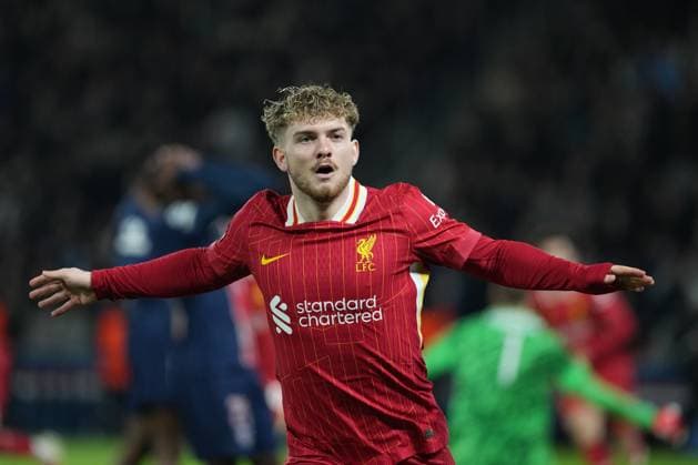 Harvey Elliot of Liverpool celebrates after he puts his side 1-0 ahead Paris Saint-Germain v Liverpool, UEFA Champions League, Round of 16, First Leg, Football, Parc des Princes, Paris, France - 05 Mar 2025 EDITORIAL USE ONLY No use with unauthorised audio, video, data, fixture lists, club league logos or live services. Online in-match use limited to 120 images, no video emulation. No use in betting, games or single club league player publications.  Copyright: xDavexWinter Shutterstockx 15178313cg