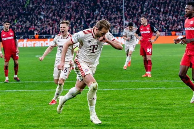 05 03 2025, FC Bayern München vs Bayer Leverkusen, UEFA Champions League, Round of 16 first leg Goal for 3-0 from penalty by Harry Kane FC Bayern Muenchen, 9 Copyright: xBahhoxKarax
