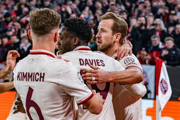 05 03 2025, FC Bayern München vs Bayer Leverkusen, UEFA Champions League, Round of 16 first leg Goal for 3-0 from penalty by Harry Kane FC Bayern Muenchen, 9 Copyright: xBahhoxKarax