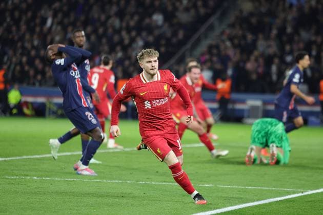 Paris Saint-Germain v Liverpool Champions League 05 03 2025. Goal 0-1 Harvey Elliott (19) of Liverpool scores a goal and celebrates during the Champions League match between Paris Saint-Germain and Liverpool at Parc des Princes, Paris, France on 5 March 2025. Paris Parc des Princes Paris France Editorial use only , Copyright: xNigelxKeenex PSI-21574-0050