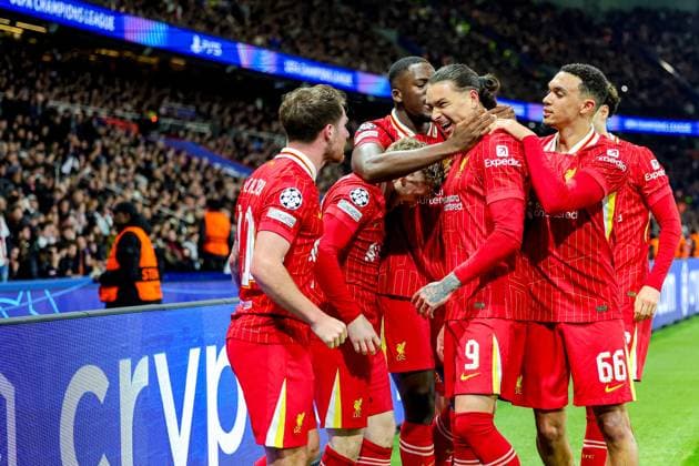 Paris Saint-Germain v Liverpool Champions League 05 03 2025. Goal 0-1 Harvey Elliott (19) of Liverpool scores a goal and celebrates during the Champions League match between Paris Saint-Germain and Liverpool at Parc des Princes, Paris, France on 5 March 2025. Editorial use only , Copyright: xNigelxKeenex PSI-21574-0061
