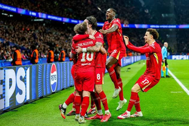 Paris Saint-Germain v Liverpool Champions League 05 03 2025. Goal 0-1 Harvey Elliott (19) of Liverpool scores a goal and celebrates during the Champions League match between Paris Saint-Germain and Liverpool at Parc des Princes, Paris, France on 5 March 2025. Editorial use only , Copyright: xNigelxKeenex PSI-21574-0065