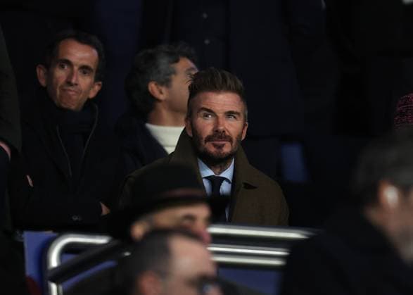 Paris, France, 5th March 2025. David Beckham watches from the stands during the UEFA Champions League match Paris Saint Germain vs Liverpool at Le Parc des Princes, Paris. Picture credit should read: Paul Terry Sportimage EDITORIAL USE ONLY. No use with unauthorised audio, video, data, fixture lists, club league logos or live services. Online in-match use limited to 120 images, no video emulation. No use in betting, games or single club league player publications. SPI_042_PT_PSG_Liverpool SPI-3726-0042