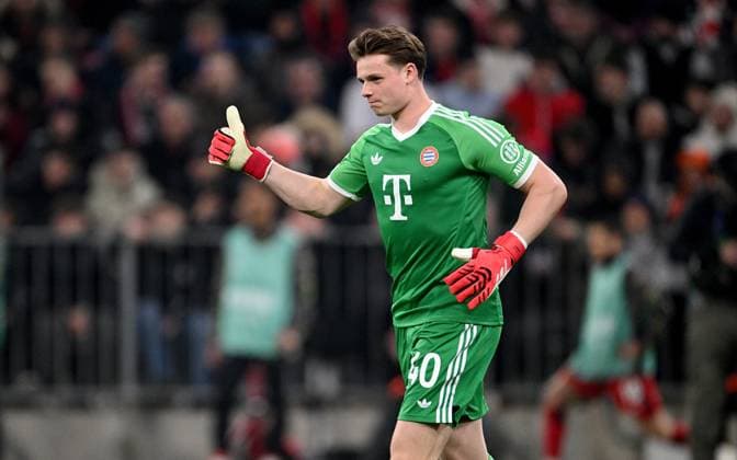 FOOTBALL CHAMPIONS LEAGUE SEASON 2024 2025 Round of 16 first leg FC Bayern Muenchen Bayer 04 Leverkusen 05 03 2025 Goalkeeper Jonas Urbig FC Bayern Muenchen