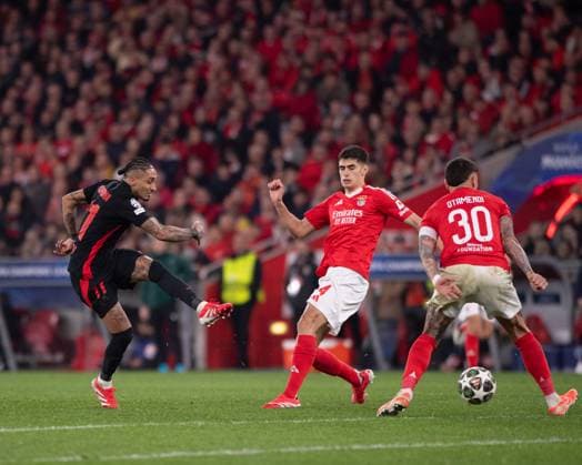 March 5, 2025, Lisboa, Guimaraes, Portugal: RAPHINHA from FC Barcelona, Barca seen celebrating his goal during the UEFA Champions League 2024 25 match between SL Benfica and FC Barcelona at Estadio do Lisboa e Benfica on March 5, 2025 in Lisboa, Portugal..Final score: SL Benfica 0 - 1 FC Barcelona Lisboa Portugal - ZUMAl192 20250305_zsp_l192_020 Copyright: xMiguelxLemosx
