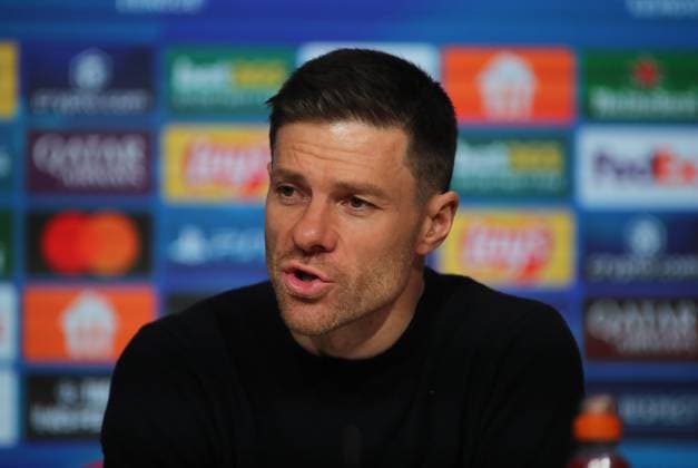 Football, Men, Champions League, Season 2024 2025, FC Bayern Munich Bayer 04 Leverkusen, Round of 16 first leg,Allianz Arena Xabi Alonso, Coach Bayer 04 Leverkusen at the press conference after the match, Head, Portrait