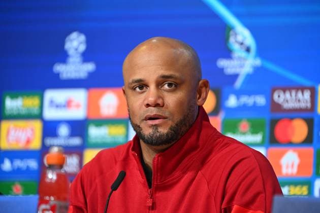 Coach Vincent KOMPANY Bayern Muenchen , single picture,cropped single motif,portrait,portrait,portrait PRESS CONFERENCE Football Champions League Round of 16 FC Bayern Muenchen Bayer 04 Leverkusen 3 0 on 05 03 2025 , A L L I A N Z A R E N A