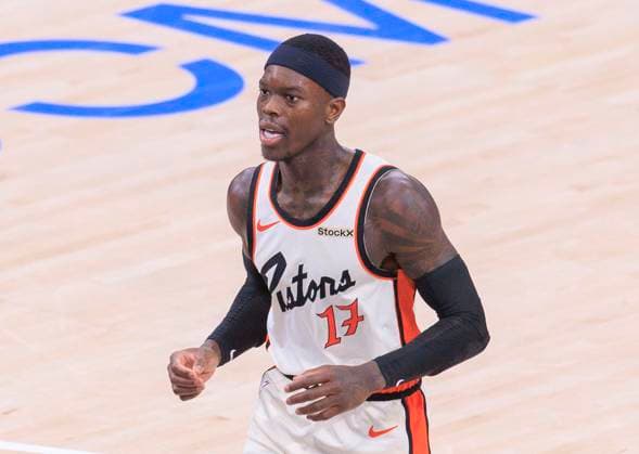 March 5, 2025, Inglewood, California, USA: Dennis Schroder 17 of the Detroit Pistons during their NBA, Basketball Herren, USA regular season game against the Los Angeles Clippers on Wednesday March 5, 2025 at Intuit Dome Arena in Inglewood, California. JAVIER ROJAS PI Clippers defeat Pistons, 123-115. JAVIER ROJAS PI Inglewood USA - ZUMAp124 20250305_zaa_p124_061 Copyright: xJavierxRojasx