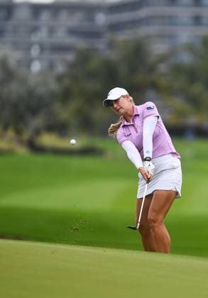 (250306) -- LINGSHUI, March 6, 2025 -- Bailey Tardy of the United States plays a shot during the first round of the Blue Bay LPGA, Golf Damen golf tournament in Lingshui, south China s Hainan Province, March 6, 2025. ) (SP)CHINA-HAINAN-LINGSHUI-GOLF-BLUE BAY LPGA (CN) YangxGuanyu 