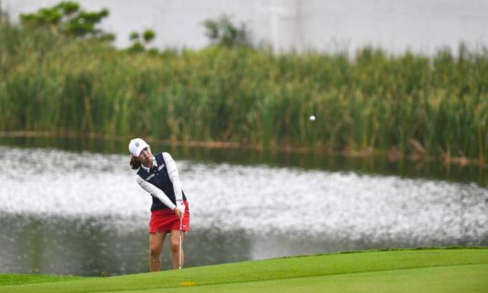 (250306) -- LINGSHUI, March 6, 2025 -- Furue Ayaka of Japan plays a shot during the first round of the Blue Bay LPGA, Golf Damen golf tournament in Lingshui, south China s Hainan Province, March 6, 2025. ) (SP)CHINA-HAINAN-LINGSHUI-GOLF-BLUE BAY LPGA (CN) YangxGuanyu 