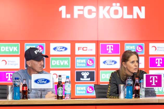 Press conference 1 FC Köln, 06 03 2025 Gerhard Struber and Britta Carlson at the press conference of 1 FC Köln, on 06 03 2025, RheinEnergie Stadion, Cologne Copyright: xBEAUTIFULxSPORTS Meuselx