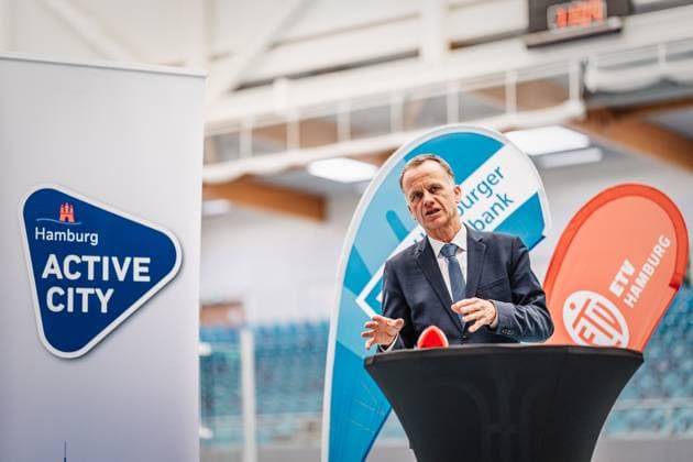 Volleyball Women Press Event 1 Volleyball Bundesliga Women ETV Hamburger Volksbank Volleys 06 03 2025 Staatsrat Sport Christoph Holstein Hamburg CU Arena Hamburg Germany