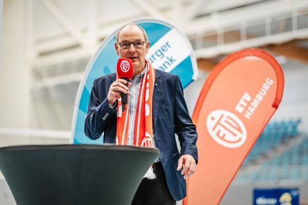 Volleyball Women Press Event 1 Volleyball Bundesliga Women ETV Hamburger Volksbank Volleys 06 03 2025 Frank Fechner 1 Chairman ETV Hamburg Hamburg CU Arena Hamburg Germany