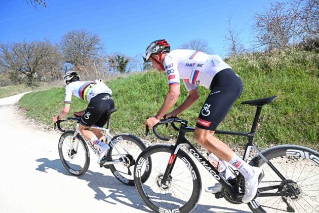 06-03-2025 Allenamento Strade Bianche 2025; 2025, Uae Team Emirates - Xrg; Pogacar, Tadej; Novak, Domen; Le Tolfe; 