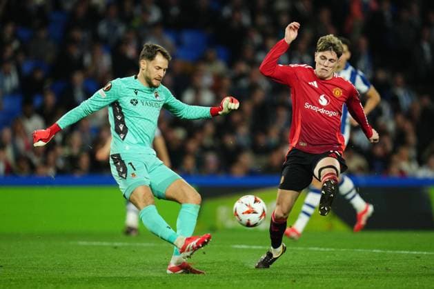 Alejandro Garnacho of Manchester United, ManU Real Sociedad v Manchester United, UEFA Europa League match, Round of 16, first leg. Football, Reale Arena Stadium, San Sebastian, Spain - 6 March 2025 Editorial use only  Copyright: xBlanco PRESSINPHOTO Shutterstockx 15182705bn