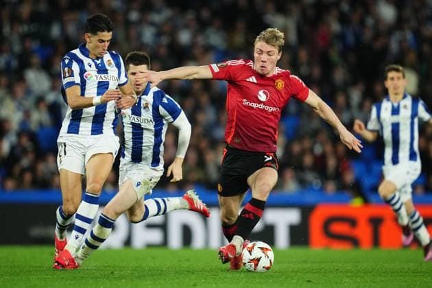 Rasmus Hojlund of Manchester United, ManU Real Sociedad v Manchester United, UEFA Europa League match, Round of 16, first leg. Football, Reale Arena Stadium, San Sebastian, Spain - 6 March 2025 Editorial use only  Copyright: xBlanco PRESSINPHOTO Shutterstockx 15182705bi