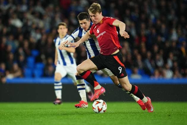 Rasmus Hojlund of Manchester United, ManU Real Sociedad v Manchester United, UEFA Europa League match, Round of 16, first leg. Football, Reale Arena Stadium, San Sebastian, Spain - 6 March 2025 Editorial use only  Copyright: xBlanco PRESSINPHOTO Shutterstockx 15182705bk