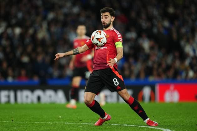 Bruno Fernandes of Manchester United, ManU Real Sociedad v Manchester United, UEFA Europa League match, Round of 16, first leg. Football, Reale Arena Stadium, San Sebastian, Spain - 6 March 2025 Editorial use only  Copyright: xBlanco PRESSINPHOTO Shutterstockx 15182705bm