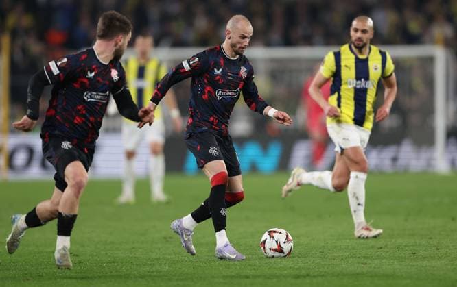 Vaclav Cerný of Rangers Fenerbahce v Rangers, UEFA Europa League, Round of 16, First Leg, Football, Sukru Saracoglu Stadium, Istanbul, Turkiye - 06 Mar 2025 EDITORIAL USE ONLY No use with unauthorised audio, video, data, fixture lists, club league logos or live services. Online in-match use limited to 120 images, no video emulation. No use in betting, games or single club league player publications. Copyright: xRaddadxJebarah Shutterstockx 15180156ba