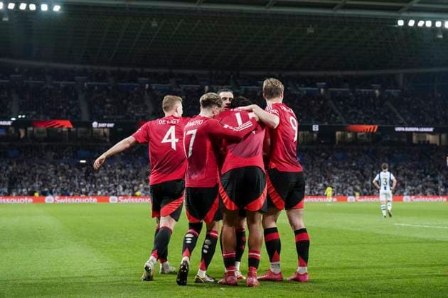 Real Sociedad v Manchester United, ManU FC Manchester United forward Joshua Zirkzee (11) scores a GOAL 0-1 and celebrates during the Real Sociedad v Manchester United FC UEFA Europa League Round of 16 1st leg match at the Reale Arena, Donostia-San Sebastian, Spain on 6 March 2025 Credit: Eleanor Hoad Every Second Media Editorial use only. All images are copyright Every Second Media Limited. No images may be reproduced without prior permission. Copyright: xIMAGO EveryxSecondxMediax ESM-1355-0063 EleanorxHoadx xEveryxSecondxMediax