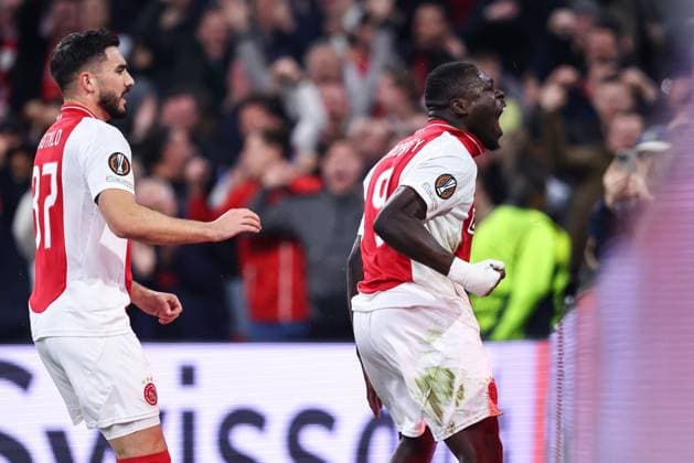 AMSTERDAM, 06-03-2025 , JohanCruyff Arena , UEFA Europa League Football season 2024 2025 , match between Ajax and Eintracht Frankfurt. Ajax player Brian Brobbey celebrates after scoring the goal 1-0 Ajax - Eintracht Frankfurt  x28190284x Copyright: