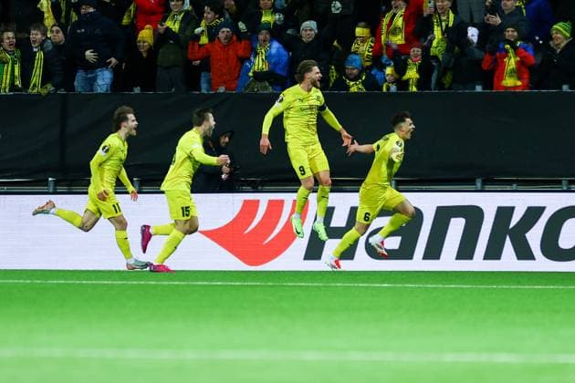 UEFA Europa leauge 2024 2025 Bodo Glimt Olympiakos Bodo 20250306 Bodo Glimts Kasper Waarst Hogh cheers for 1 0 during the UEFA Europa leauge match between Bodo Glimt and Olympiakos at Aspmyra stadium Photo Mats Torbergsen NTB POOL Bodo Norge EDITORIAL USE ONLY RESTRICTED USE FOR BETTING COMPANIES  Copyright: xMatsxTorbergsenx xNTBx