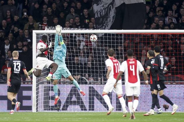 AMSTERDAM, 06-03-2025 , JohanCruyff Arena , UEFA Europa League Football season 2024 2025 , match between Ajax and Eintracht Frankfurt. Ajax player Brian Brobbey celebrates after scoring the goal 1-0 Ajax - Eintracht Frankfurt  x28190352x Copyright: