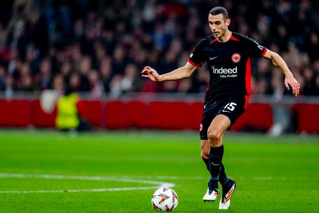 Eintracht Frankfurt midfielder Ellyes Skhiri during the match Ajax Eintracht at the Johan Cruijff ArenA for the UEFA Europa League Round of 16 1st leg season 2024 2025 in AMSTERDAM, Netherlands on 6 march 2025, photo by Marcel van Dorst EYE4images DeFodi Images