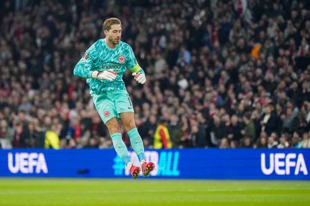 Football UEFA Europa League 2024 2025, Round of 16 Ajax Amsterdam vs Eintracht Frankfurt Johan Cruijff ArenA Amsterdam, Netherlands Kevin Trapp Eintracht Frankfurt, 1 Copyright: xJOERANxSTEINSIEKx