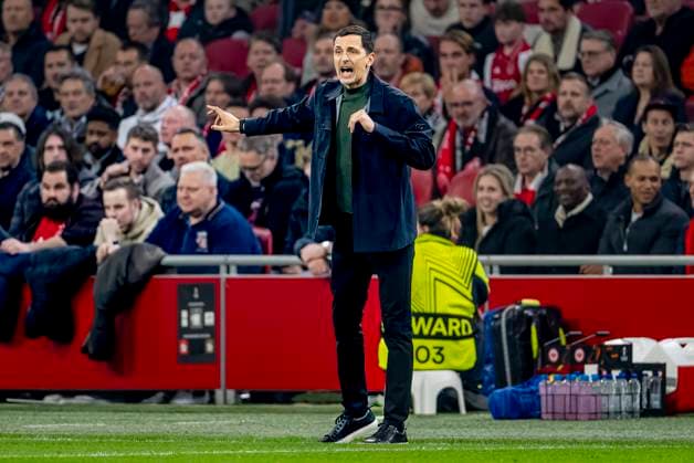 Eintracht Frankfurt trainer Dino Toppmoller during the match Ajax Eintracht at the Johan Cruijff ArenA for the UEFA Europa League Round of 16 1st leg season 2024 2025 in AMSTERDAM, Netherlands on 6 march 2025, photo by Marcel van Dorst EYE4images DeFodi Images