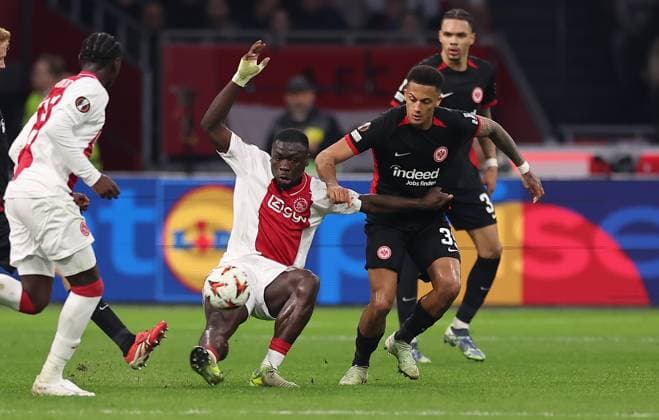 06 03 2025, Football UEFA Europa League, AFC Ajax Amsterdam Eintracht Frankfurt, emonline, emspor, v l , Brian Brobbey Ajax Amsterdam , Tuta Lucas Silva Melo Eintracht Frankfurt DFL DFB REGULATIONS PROHIBIT ANY USE OF PHOTOGRAPHS AS IMAGE SEQUENCES AND OR QUASI VIDEO xdcx Copyright: HMBxMedia Claus