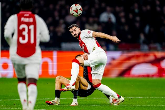 AFC Ajax Amsterdam defender Josip Sutalo during the match Ajax Eintracht at the Johan Cruijff ArenA for the UEFA Europa League Round of 16 1st leg season 2024 2025 in AMSTERDAM, Netherlands on 6 march 2025, photo by Marcel van Dorst EYE4images DeFodi Images