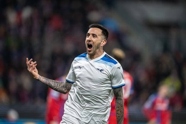 Matias Vecino a goal celebrate during UEFA Europa league eightfinal match, Viktoria Pilsen - Lazio Roma , 06. march 2025, Doosan Arena, Pilsen, Czech republic Copyright: xMICHALxFAJT,ZOSPORTU.SKx DSC_6431