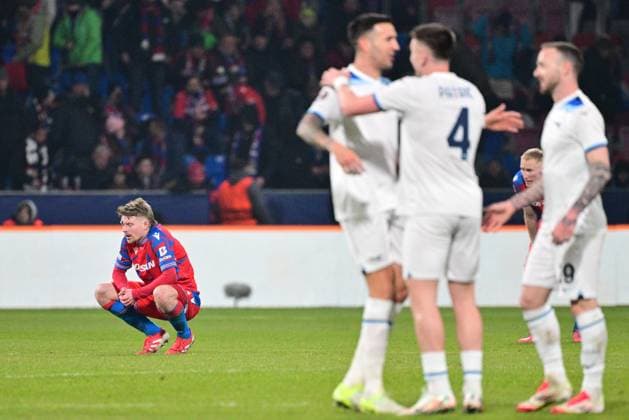 Pavel Sulc (Plzen; left) is seen after lost of the UEFA Europa League, semi-finals opening match: FC Viktoria Plzen vs Lazio, in Pilsen, Czech Republic, on March 6, 2025. (CTKxPhoto MichalxKamaryt) CTKPhotoP2025030610394  CTKPhotoP2025030610394