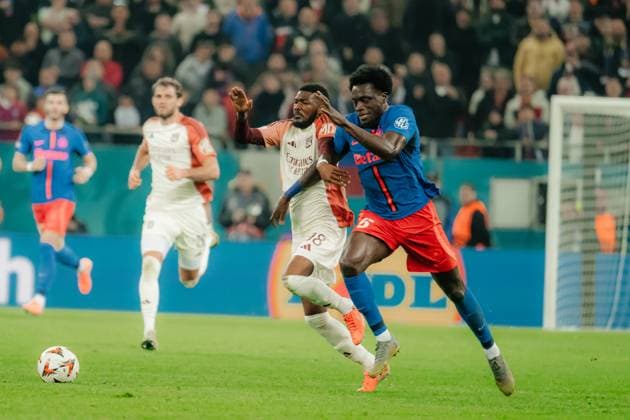 Europa League: FCSB-Olympique Lyon, Bucharest, 06.03.2025 Europa League: FCSB-Olympique Lyon, Bucharest, 06.03.2025, Joyskim Dawa during the match. Copyright: xVLADxBEREHOLSCHIx