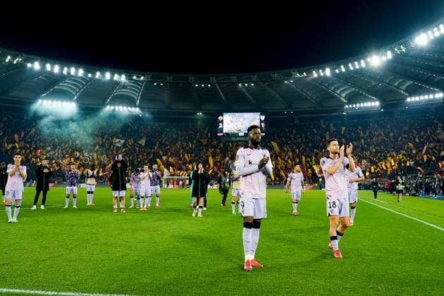 AS Roma v Athletic Club - UEFA Europa League 2024 25 Round of 16 First Leg Players of Athletic Club look dejected at the end of the UEFA Europa League 2024 25 Round of 16 First Leg match between AS Roma and Athletic Club at Stadio Olimpico on March 6, 2025 in Rome, Italy. Rome Stadio Olimpico Rome Italy Copyright: xGiuseppexMaffiax UEL_Roma-AthleticClub_060325_BRU0841
