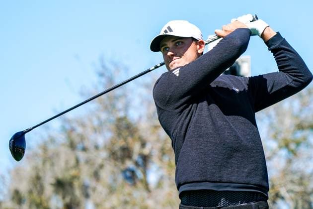 March 6, 2025, Orlando, Florida, USA: Ludvig Aberg tees off the 8th hole during the first round of the Arnold Palmer Invitational presented by Mastercard at Bay Hill Club & Lodge. Orlando USA - ZUMAw109 20250306_fap_w109_008 Copyright: xDebbyxWongx