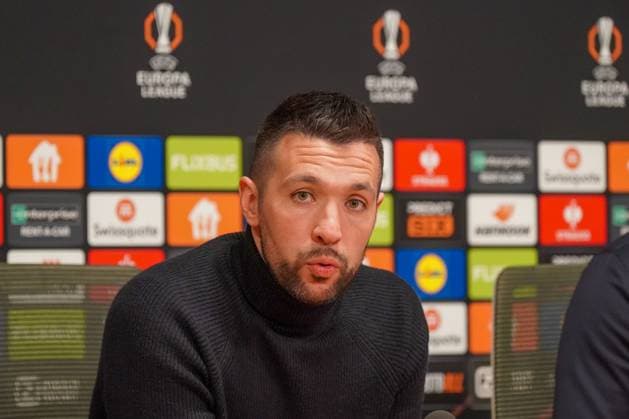 Football UEFA Europa League 2024 2025, Round of 16 Ajax Amsterdam vs Eintracht Frankfurt Johan Cruijff ArenA Amsterdam, Netherlands Francesco Farioli Coach, Ajax Amsterdam in the press conference Copyright: xJOERANxSTEINSIEKx