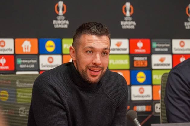 Football UEFA Europa League 2024 2025, Round of 16 Ajax Amsterdam vs Eintracht Frankfurt Johan Cruijff ArenA Amsterdam, Netherlands Francesco Farioli Coach, Ajax Amsterdam in the press conference Copyright: xJOERANxSTEINSIEKx
