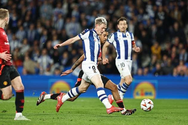 Orri Oskarsson (Sociedad), MARCH 6, 2025 - Football Soccer : UEFA Europa League Round of 16 1st leg match between Real Sociedad 1-1 Manchester United, ManU FC at the Reale Arena in San Sebastian, Spain. Noxthirdxpartyxsales  (283957703)