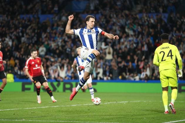 Mikel Oyarzabal (Sociedad), MARCH 6, 2025 - Football Soccer : Oyarzabal celebrate after his goal during UEFA Europa League Round of 16 1st leg match between Real Sociedad 1-1 Manchester United, ManU FC at the Reale Arena in San Sebastian, Spain. Noxthirdxpartyxsales  (283957744)