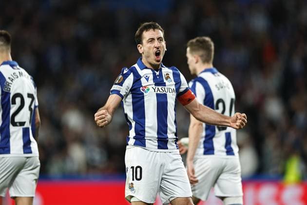 Mikel Oyarzabal (Sociedad), MARCH 6, 2025 - Football Soccer : Oyarzabal celebrate after his goal during UEFA Europa League Round of 16 1st leg match between Real Sociedad 1-1 Manchester United, ManU FC at the Reale Arena in San Sebastian, Spain. Noxthirdxpartyxsales  (283957768)