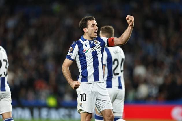 Mikel Oyarzabal (Sociedad), MARCH 6, 2025 - Football Soccer : Oyarzabal celebrate after his goal during UEFA Europa League Round of 16 1st leg match between Real Sociedad 1-1 Manchester United, ManU FC at the Reale Arena in San Sebastian, Spain. Noxthirdxpartyxsales  (283957772)