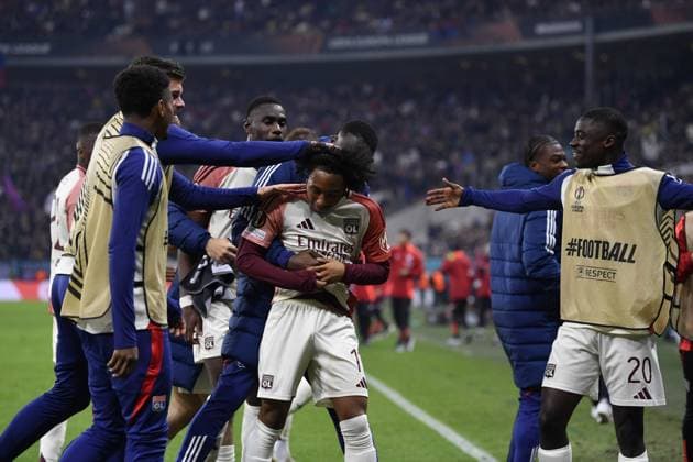 Europa League: FCSB and Olympique Lyonnais Malick Fofana of Olympique Lyonnais celebrates after scores his side third goal during the Round of 16 1st leg Europa League of the game between FCSB and Olympique Lyonnais, Arena Nationala, Bucharest, Thursday 06 March 2025. Alex Nicodim Imago Images Copyright: xAlexxNicodimx