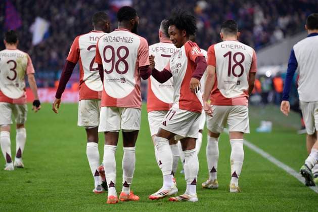 Europa League: FCSB and Olympique Lyonnais Malick Fofana of Olympique Lyonnais celebrates after scores his side third goal during the Round of 16 1st leg Europa League of the game between FCSB and Olympique Lyonnais, Arena Nationala, Bucharest, Thursday 06 March 2025. Alex Nicodim Imago Images Copyright: xAlexxNicodimx
